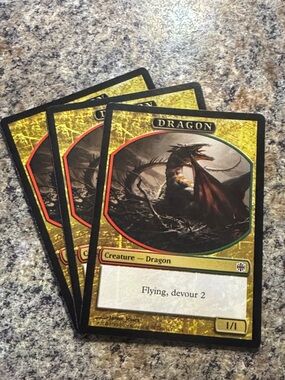 MTG Magic the Gathering Dragon Token x3